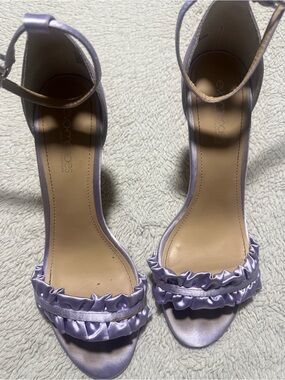 Lavender Satin Ankle-Strap Heels